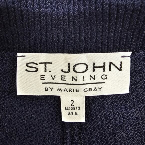 St John Pants Womens Size 2 Santana Knit Blue Pull On Evening Split Wide Leg - Picture 7 of 13